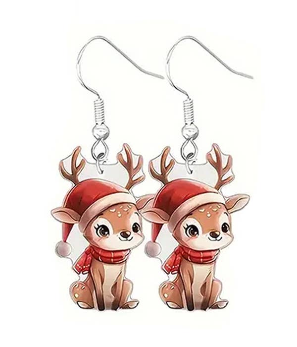 CHRISTMAS THEME ACRYLIC EARRING - REINDEER