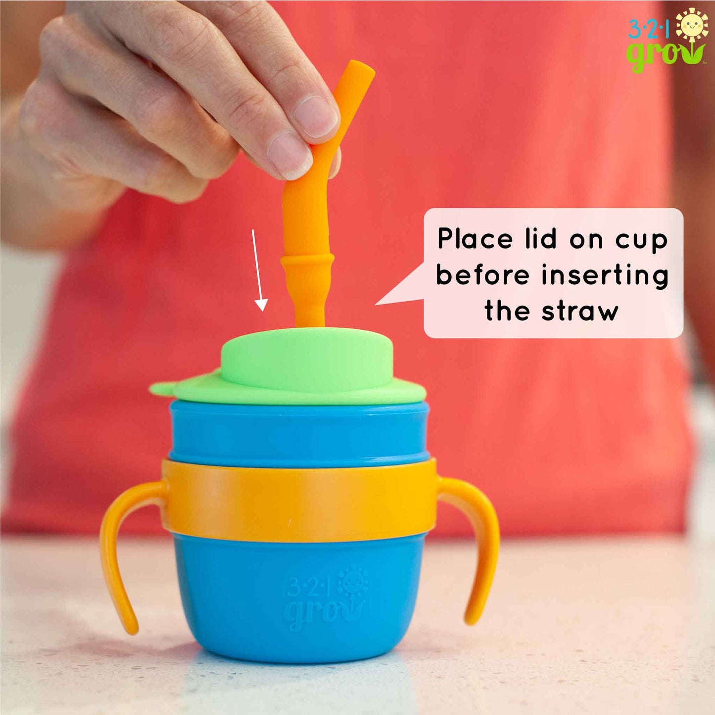 321 Grow Easy Learn Silicone Drink & Snack Set - Watermelon