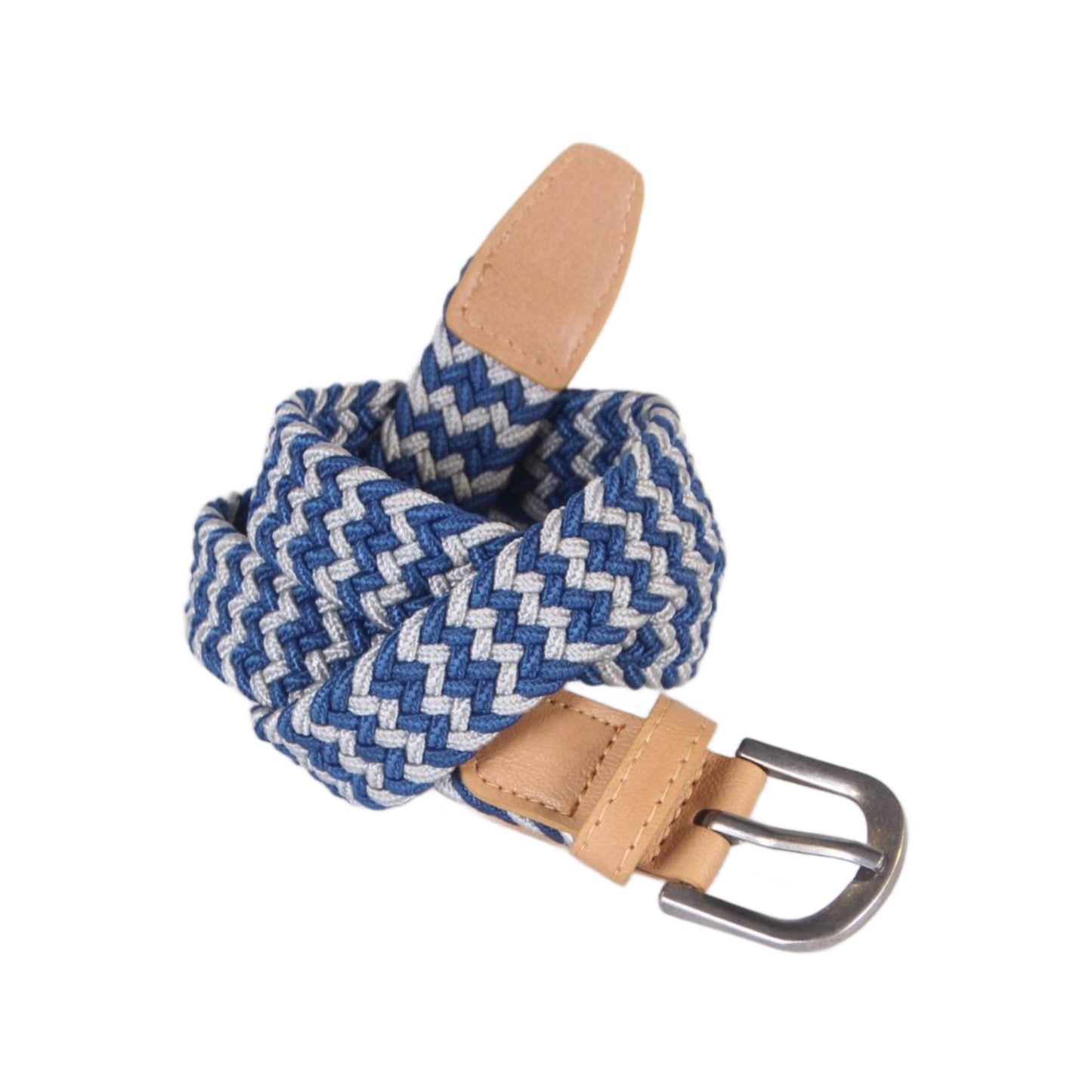 Boys Stretch Cord Braided Belt - Blue/ Light Grey (4-14Y)