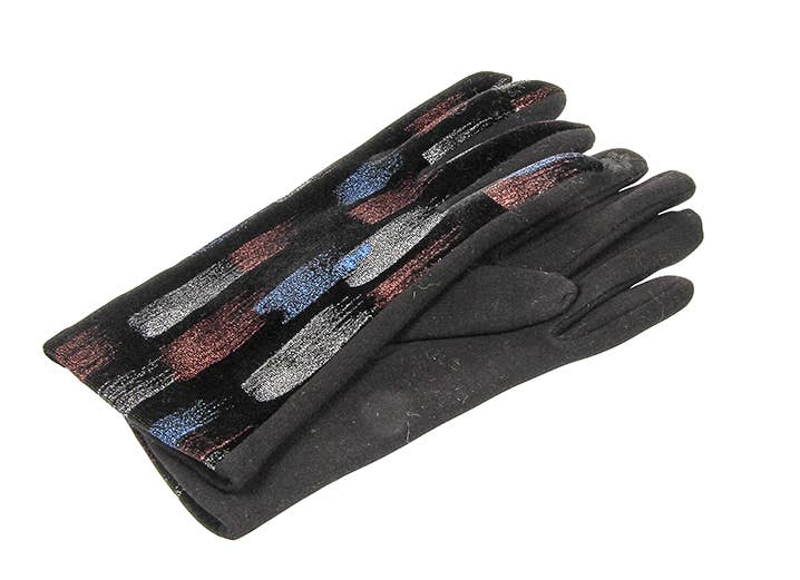 Velvet Paint Strokes Fleeced Lined Gloves