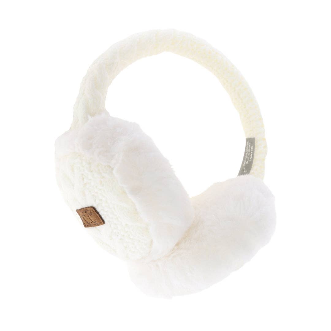 Cable Knit Faux Fur Earmuff