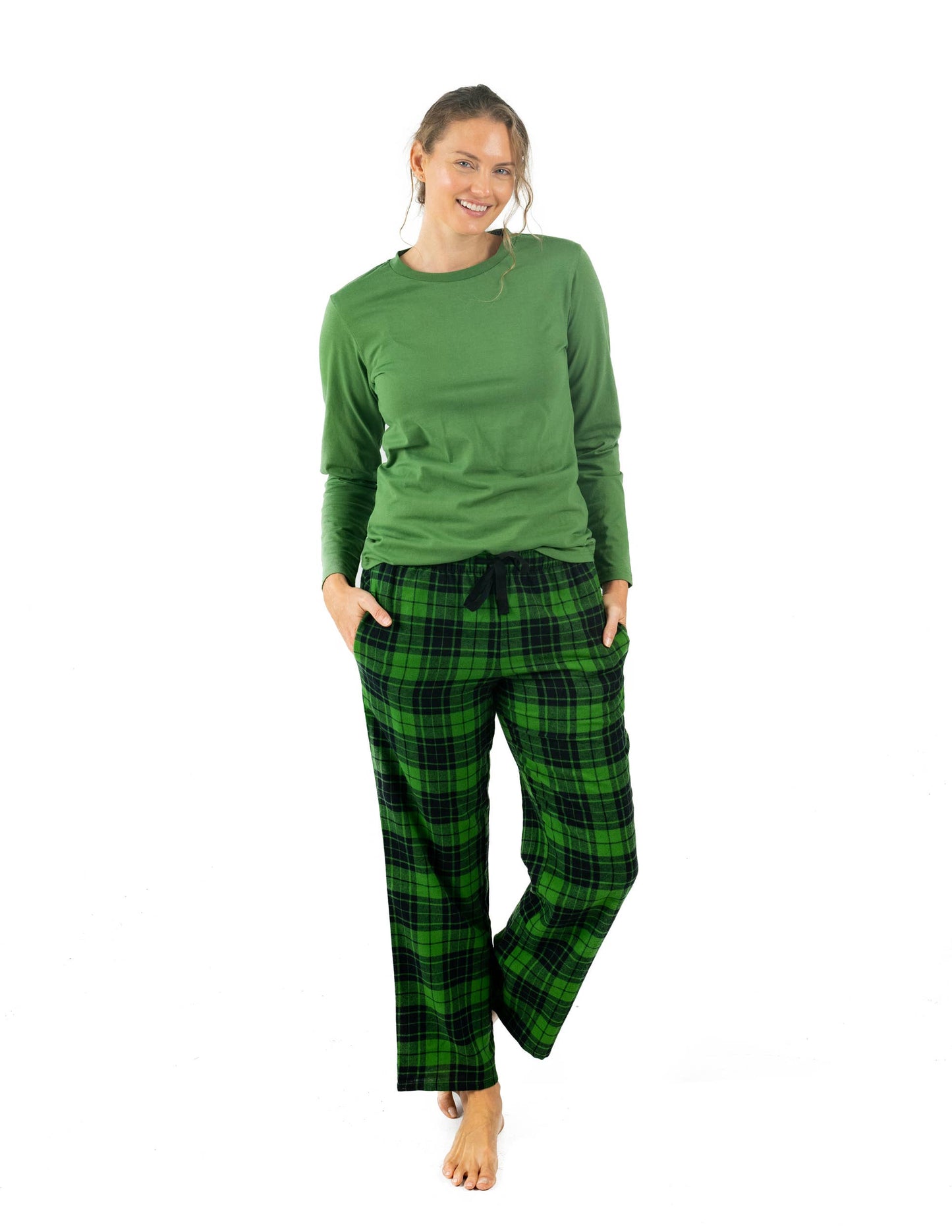 Womens Two Piece Cotton Top Flannel Pants