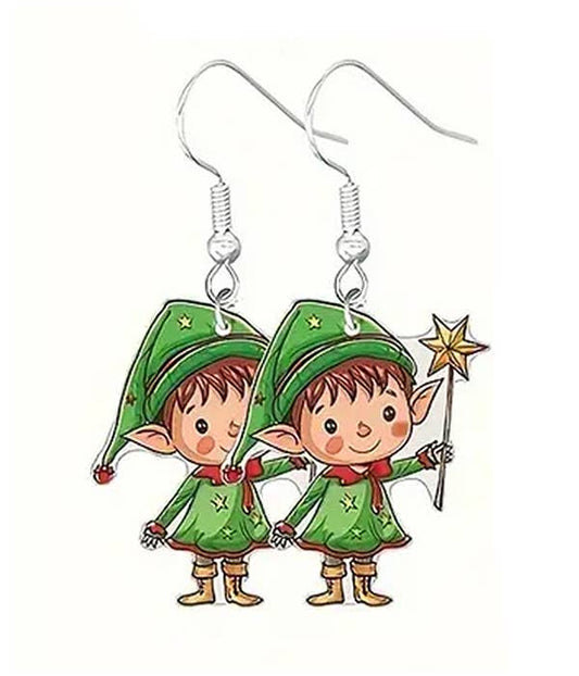 CHRISTMAS THEME ACRYLIC EARRING - ELF