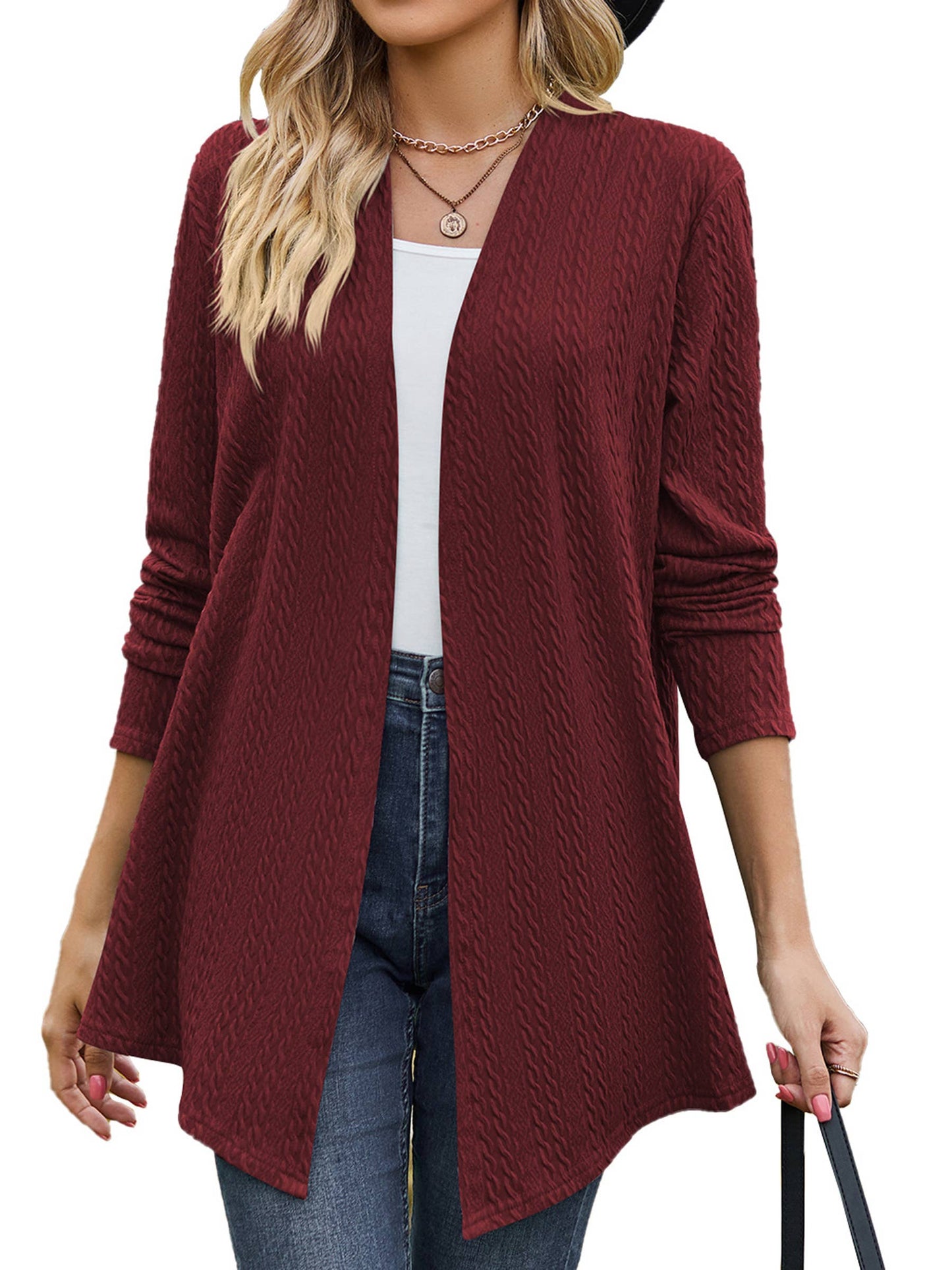 Solid Color Long Sleeved Loose Cardigan Jacket