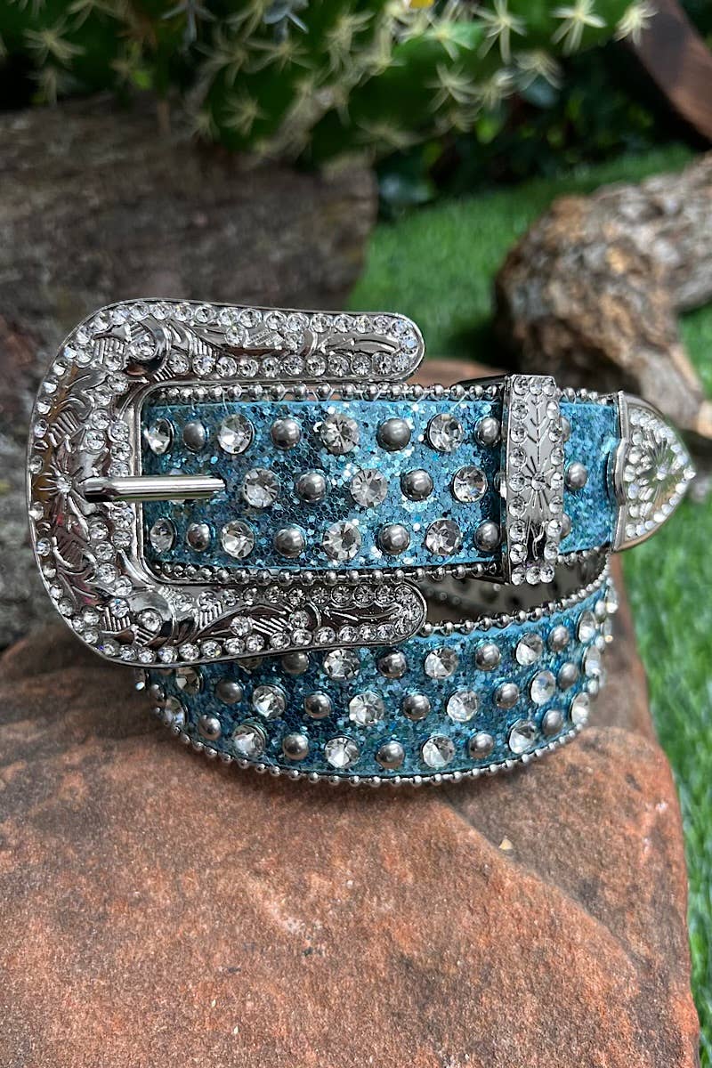 Turquoise Rhinestone & Glittery Kids Belt