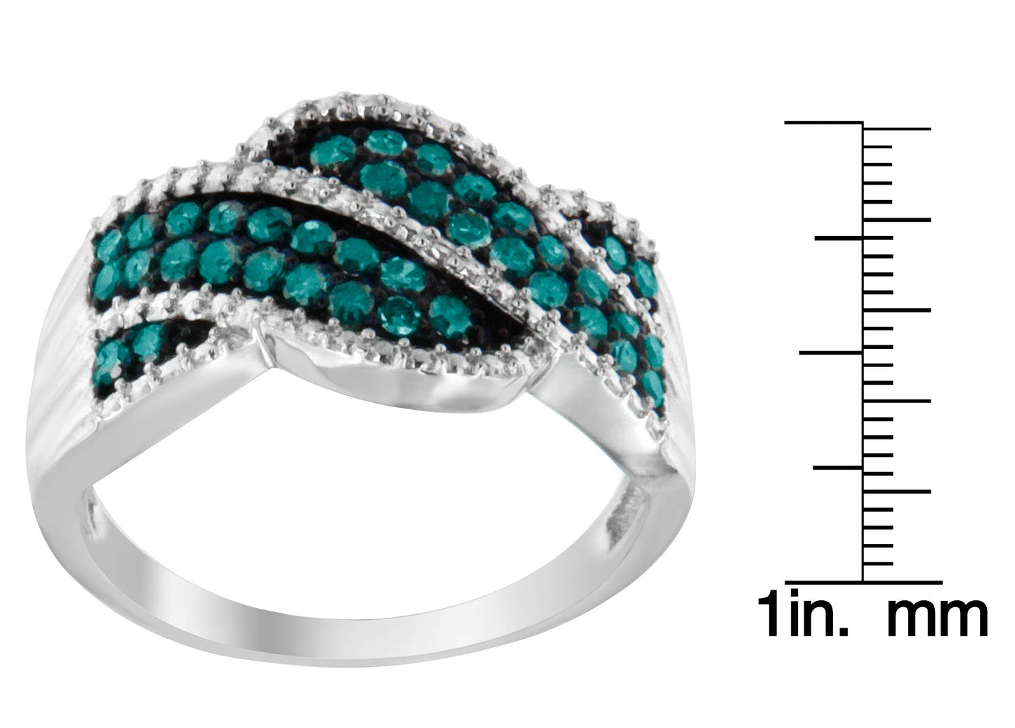 Sterling Silver Blue Diamond Cocktail Ring (1/2 Cttw, I2-I3)