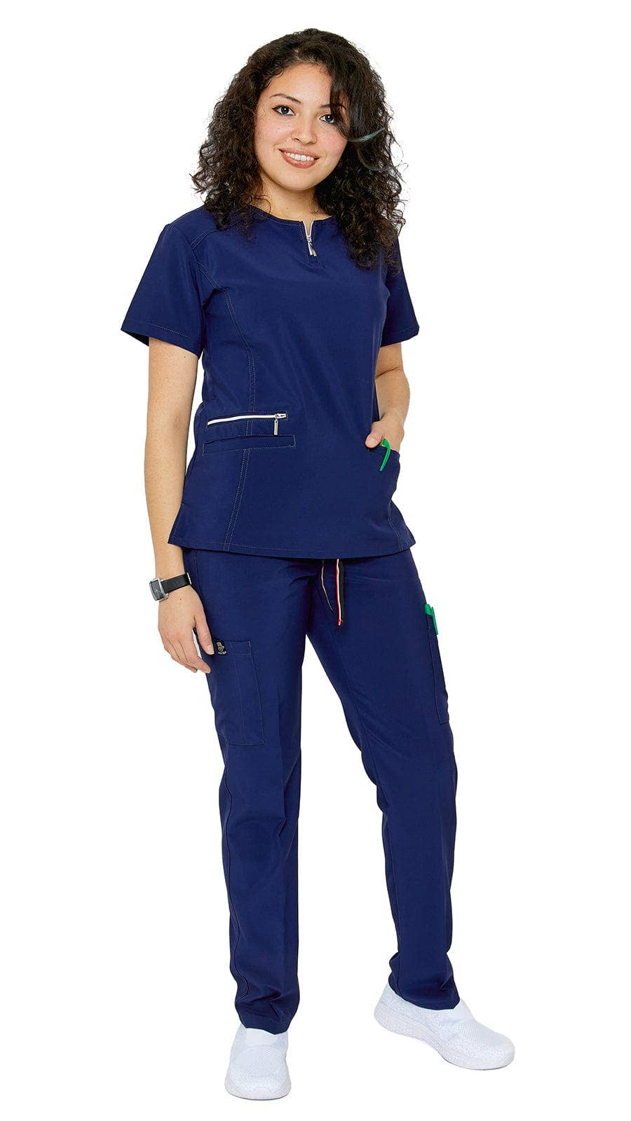 Women's Soft Stretch Silver Zipper Uniform Scrubs - Style ST400