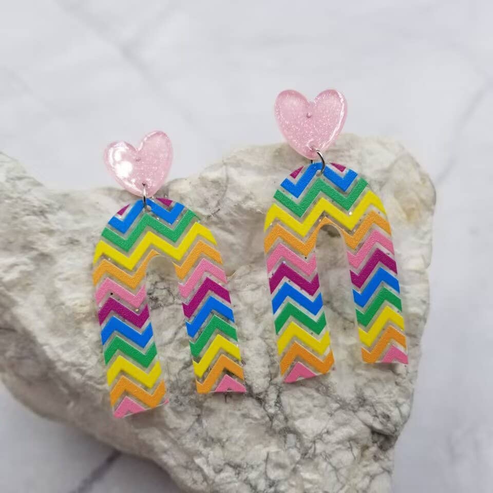 Summer Heart Rainbow Earrings