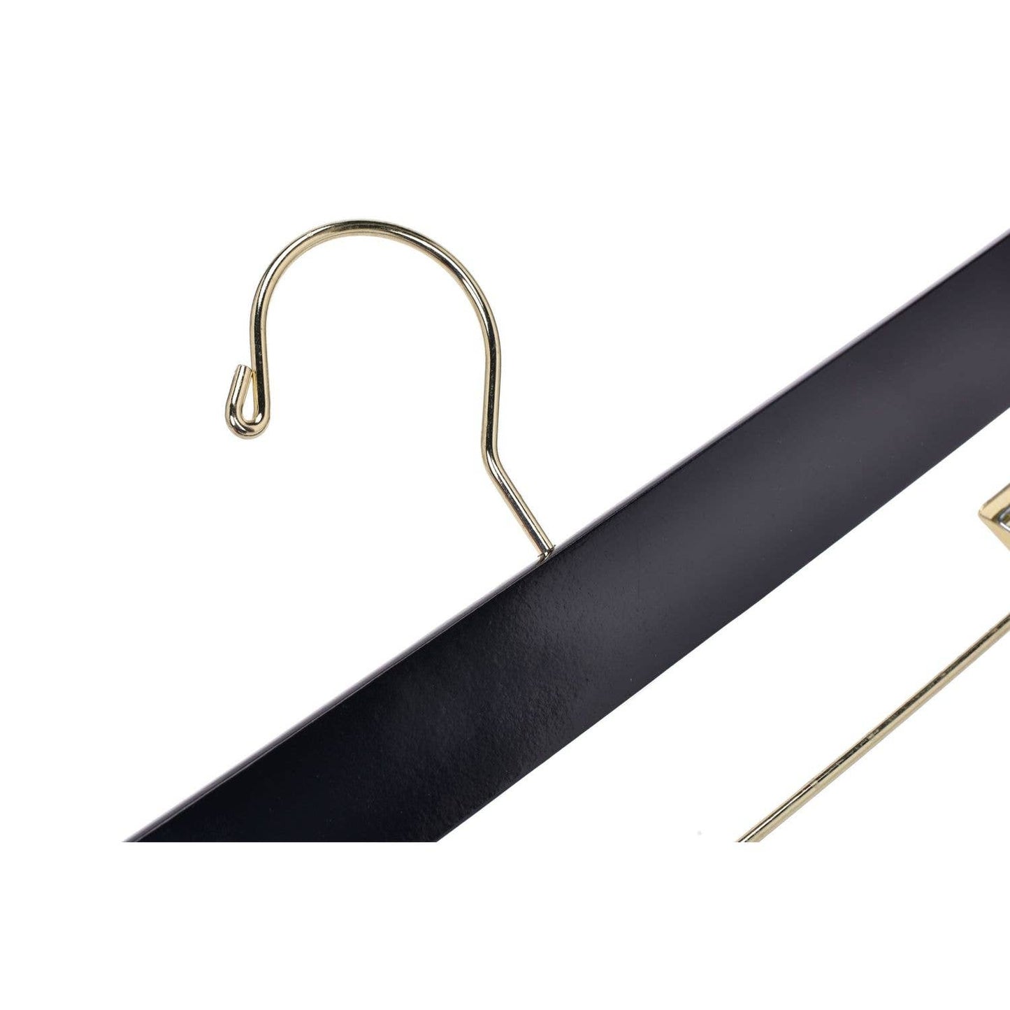 W073 - Wooden Straight Skirt Hangers - Black/Gold hook - 100