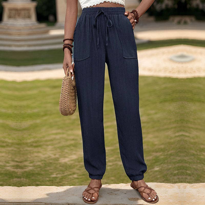 Women's Textured Solid Color Casual Pants