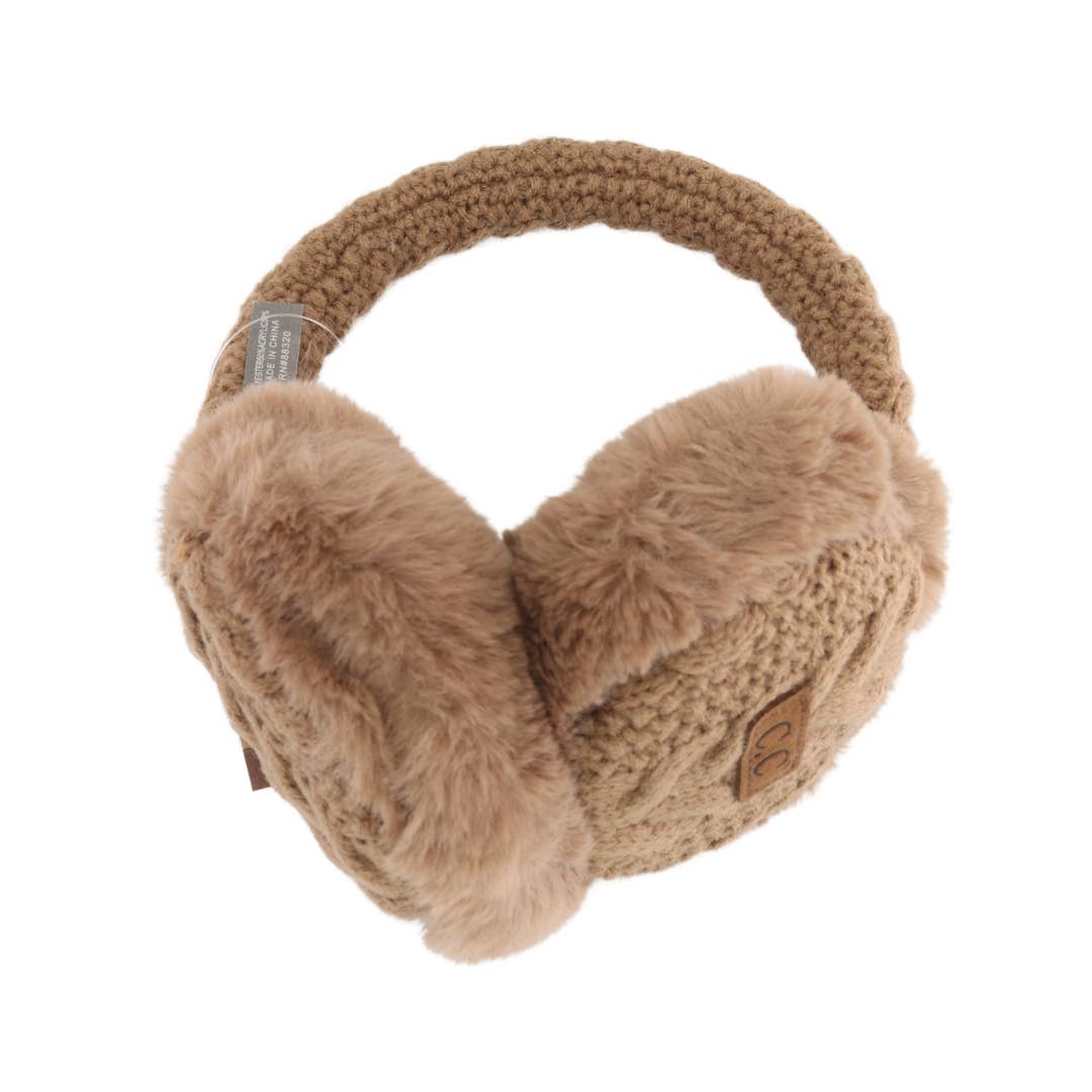 Cable Knit Faux Fur Earmuff