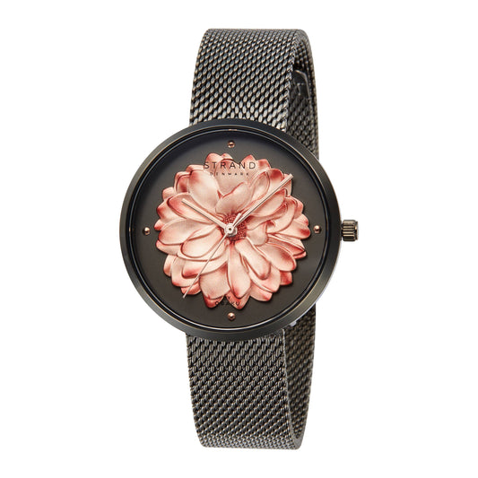 Blossom - Granite - Rose gold flower embossed dial watch