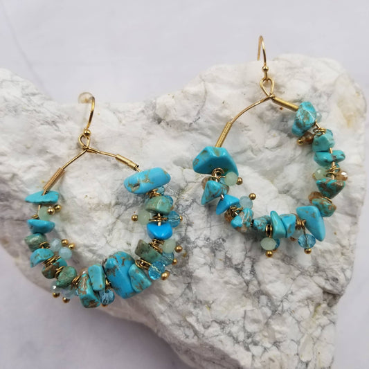 Turquoise Stone Boho Earrings