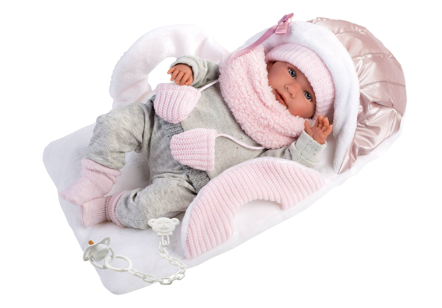 16.5" Articulated Newborn Doll Priscilla with Carrycot