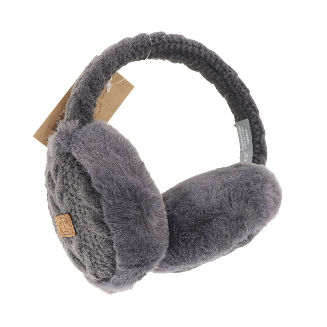 Cable Knit Faux Fur Earmuff