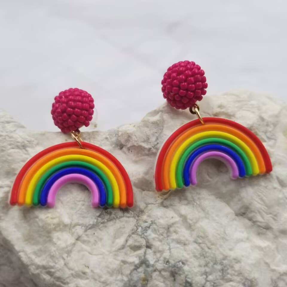 Bead Rainbow Dangle Earrings