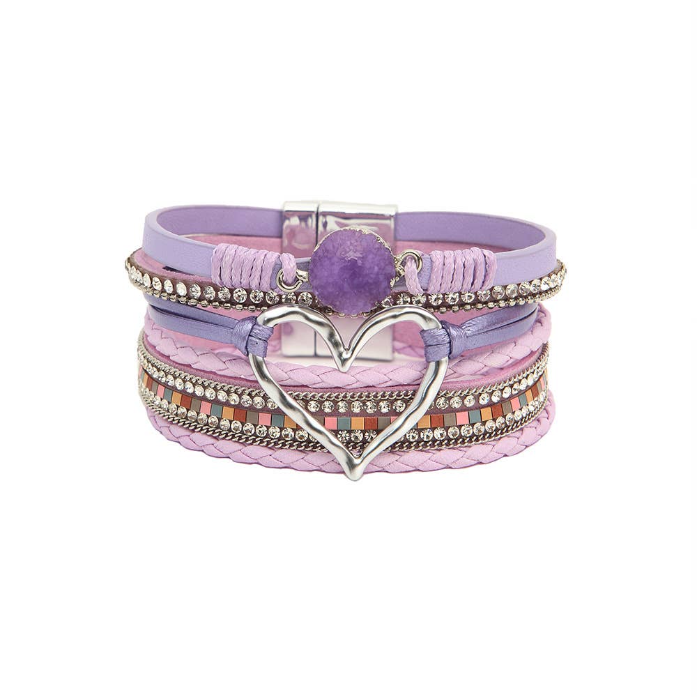 Bohemian Heart Rhinestone Magnetic Buckle Bracelet