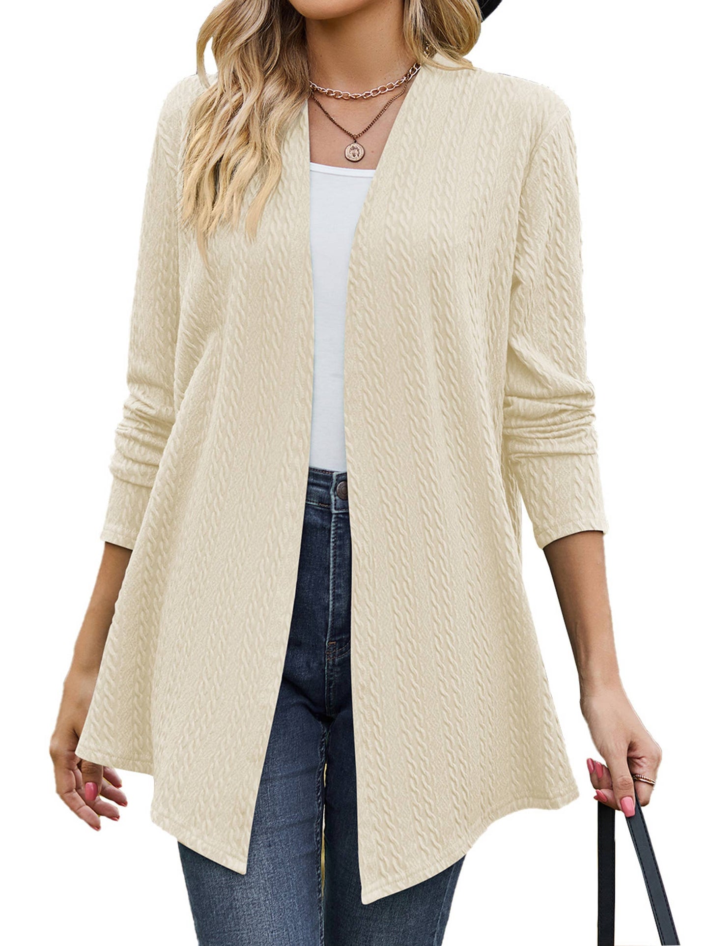 Solid Color Long Sleeved Loose Cardigan Jacket