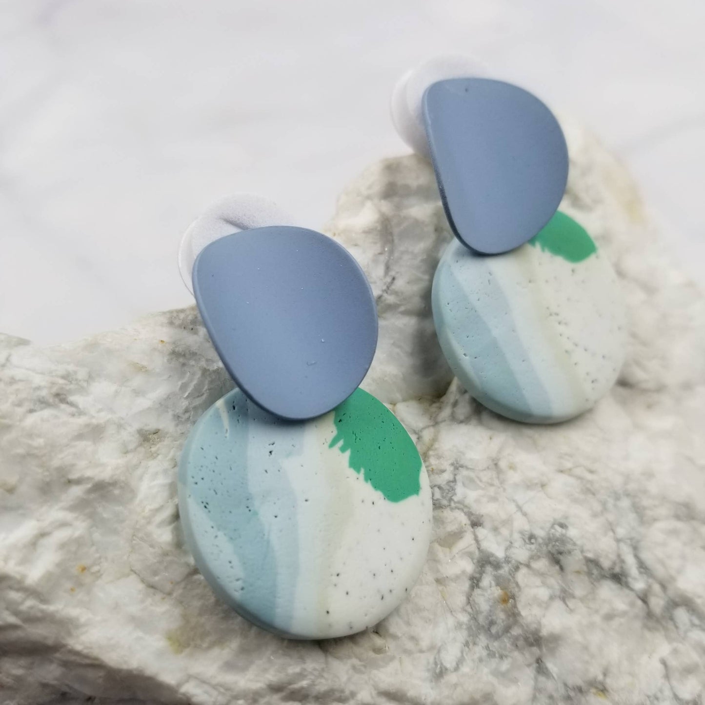 Blue Polymer Clay Earrings