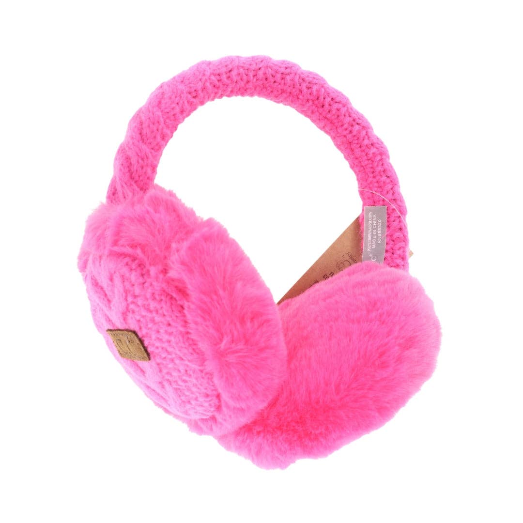 Cable Knit Faux Fur Earmuff