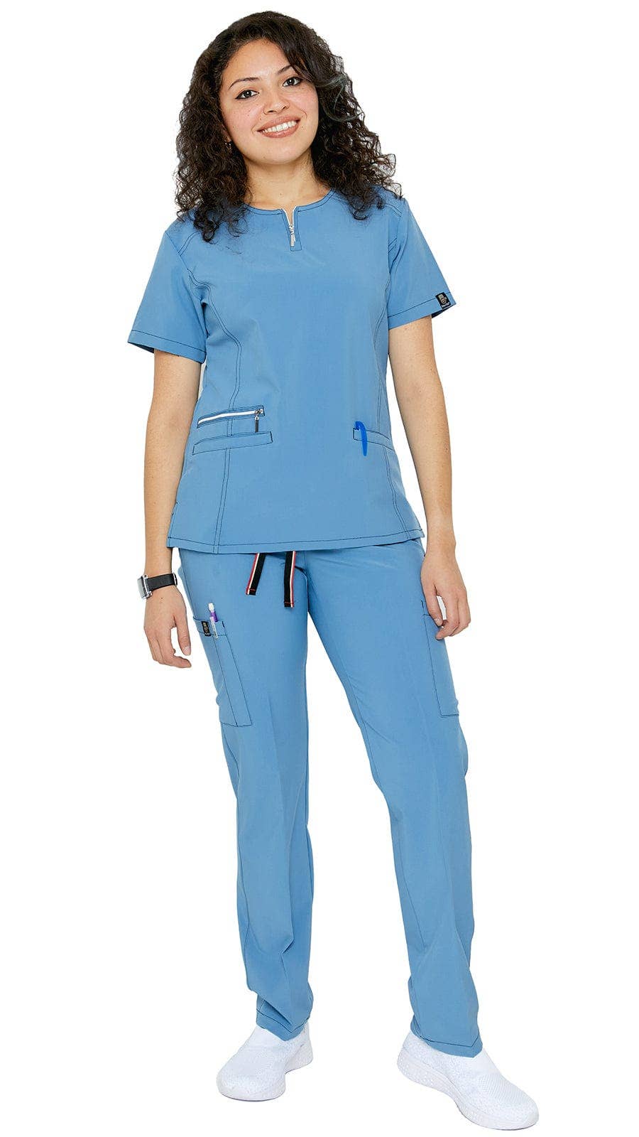 Women's Soft Stretch Silver Zipper Uniform Scrubs - Style ST400