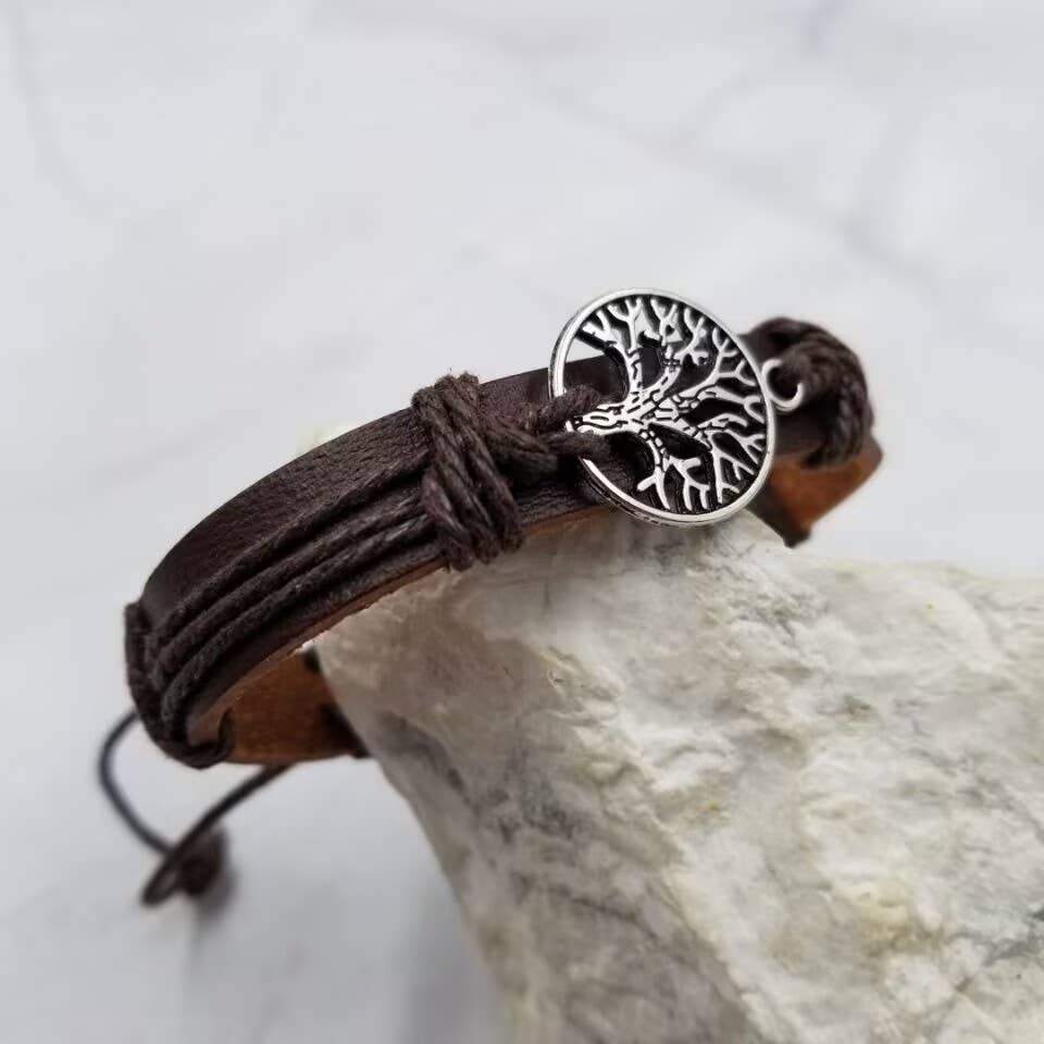 Tree of Life Classic Brown Leather Bracelet