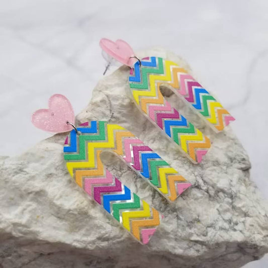 Summer Heart Rainbow Earrings