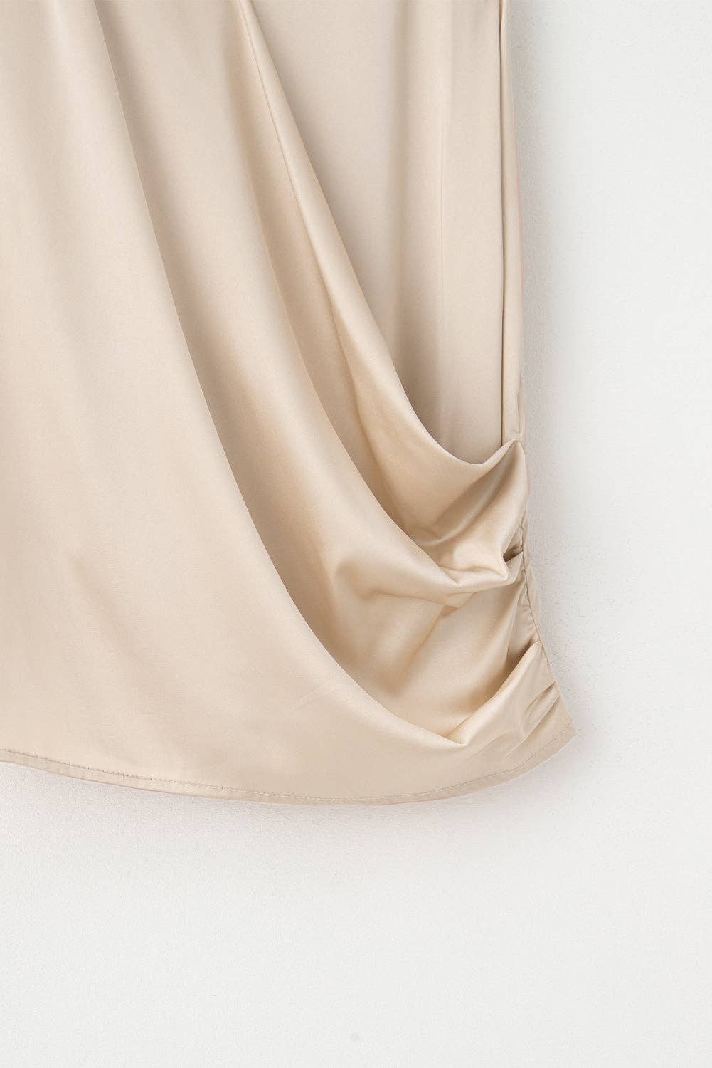 Apricot Wrap V Neck Ruched Satin Cami Top