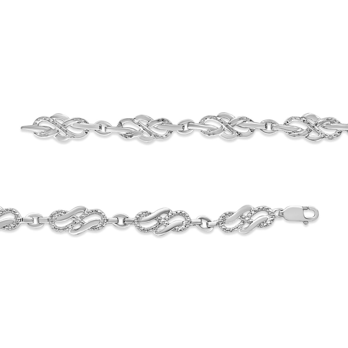 Sterling Silver Prong Diamond Infinity Weave Link Bracelet