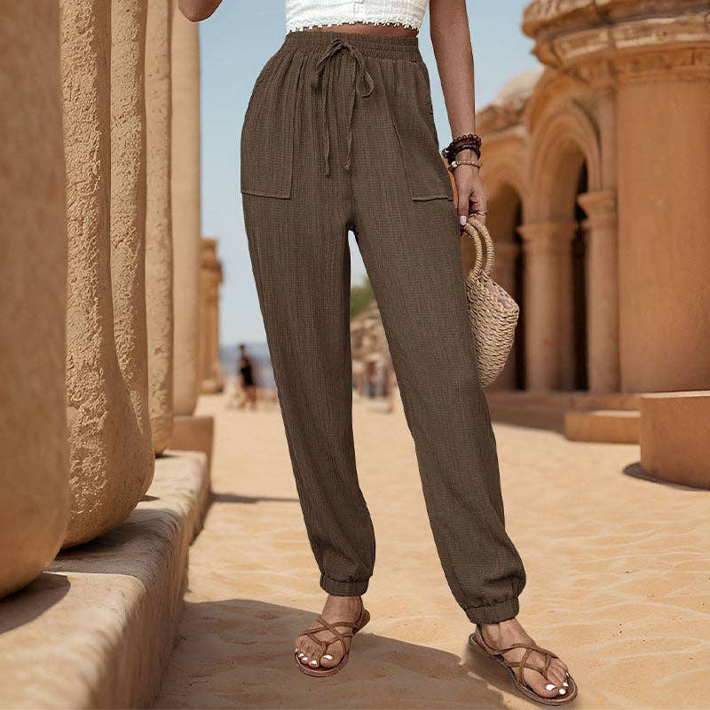 Women's Textured Solid Color Casual Pants