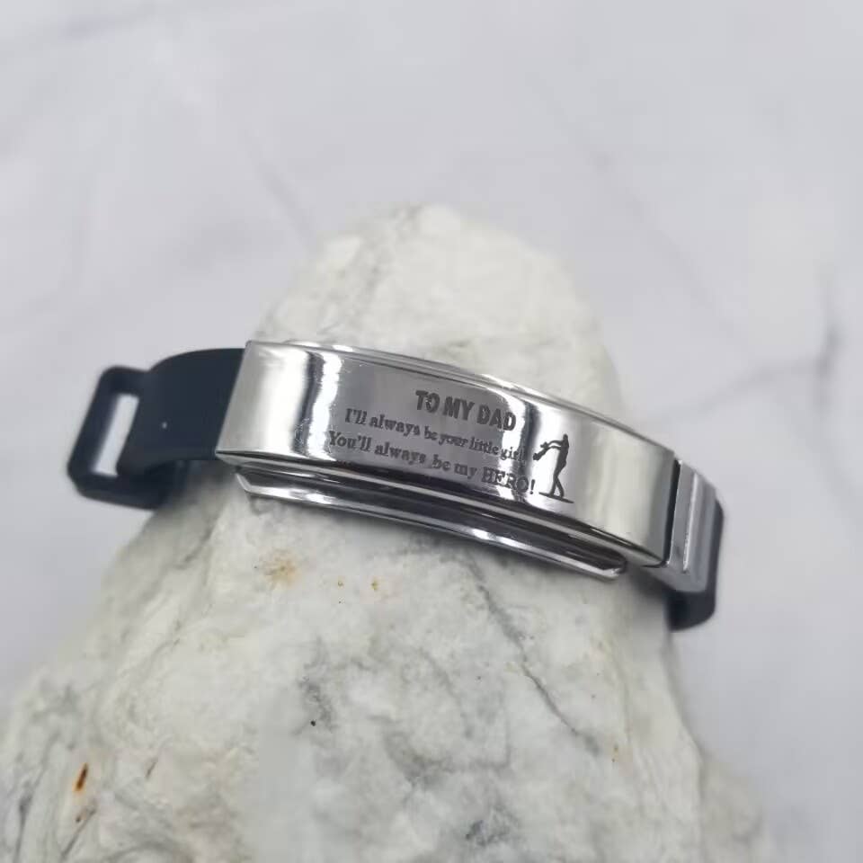 TO MY DAD Stainless Steel Silicone Bracelet