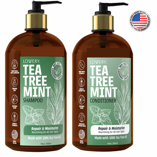 Tea Tree Mint Shampoo and Conditioner Gift Set, Made in USA,