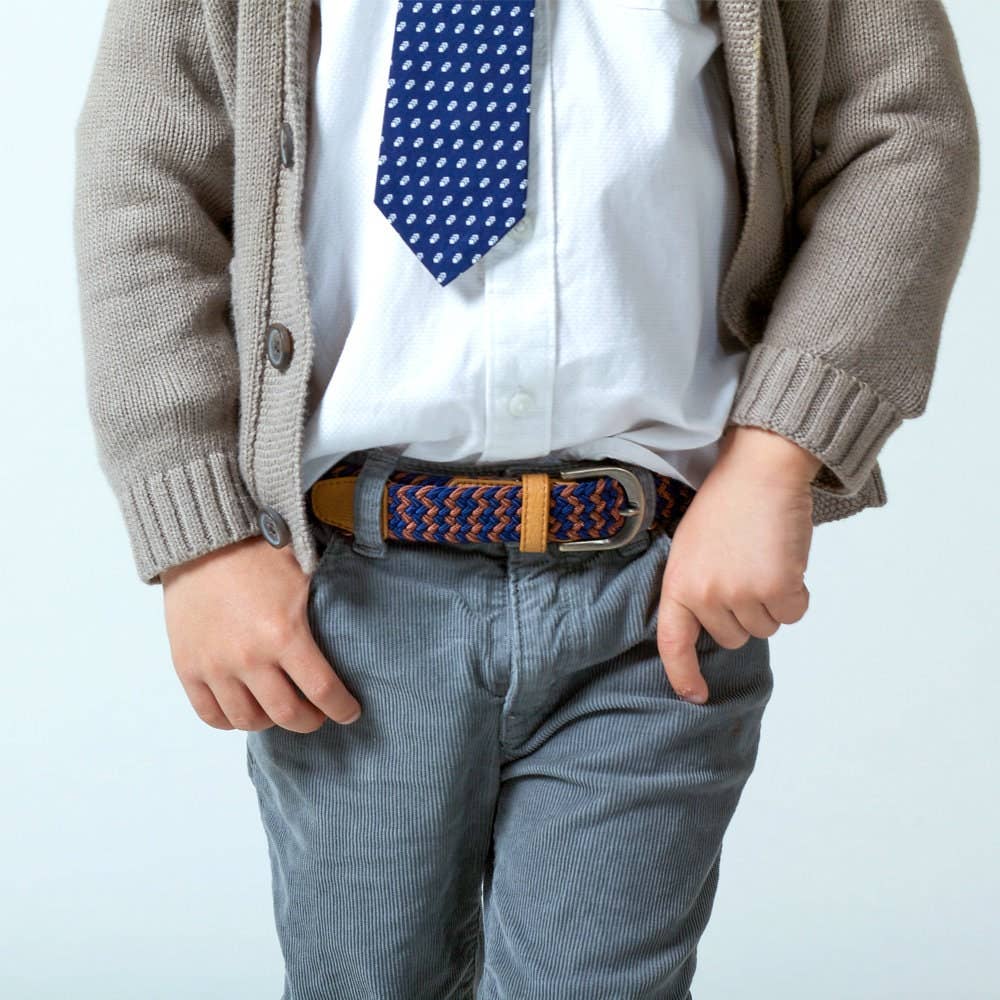 Boys Stretchy Cord Belt - Brown/ Navy ( 4-7Y)