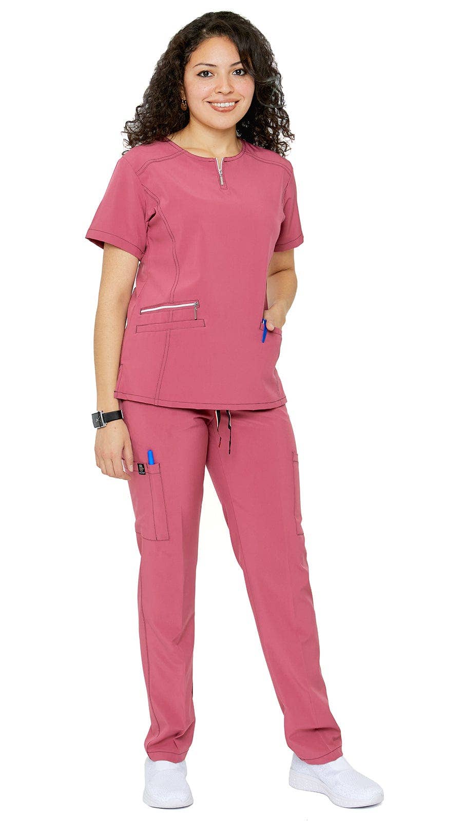 Women's Soft Stretch Silver Zipper Uniform Scrubs - Style ST400