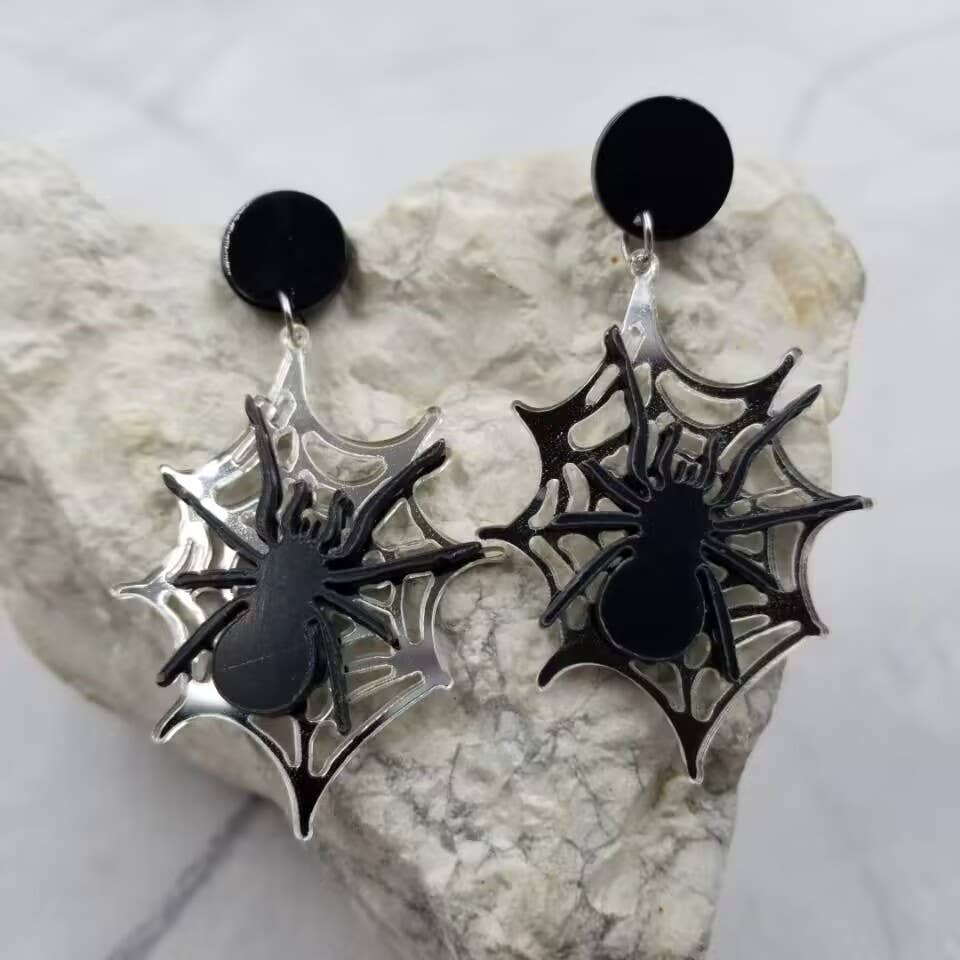 Black Spider Halloween Earrings