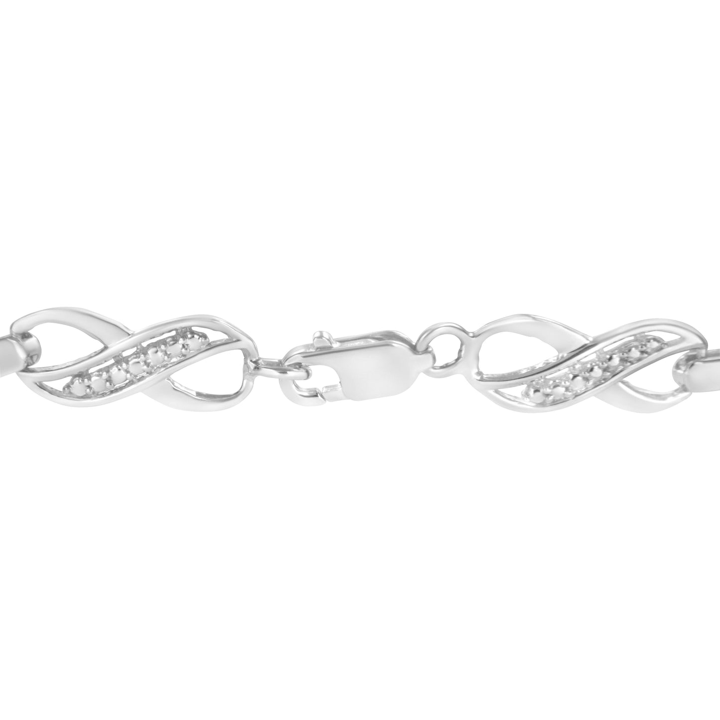 Sterling Silver Prong Diamond Accent Infinity Link Bracelet