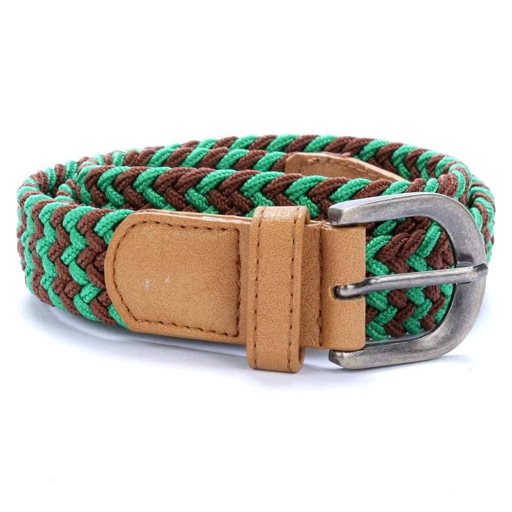 Boys Stretchy Cord Belt - Brown/ Green (Sizes 4-14 Y)