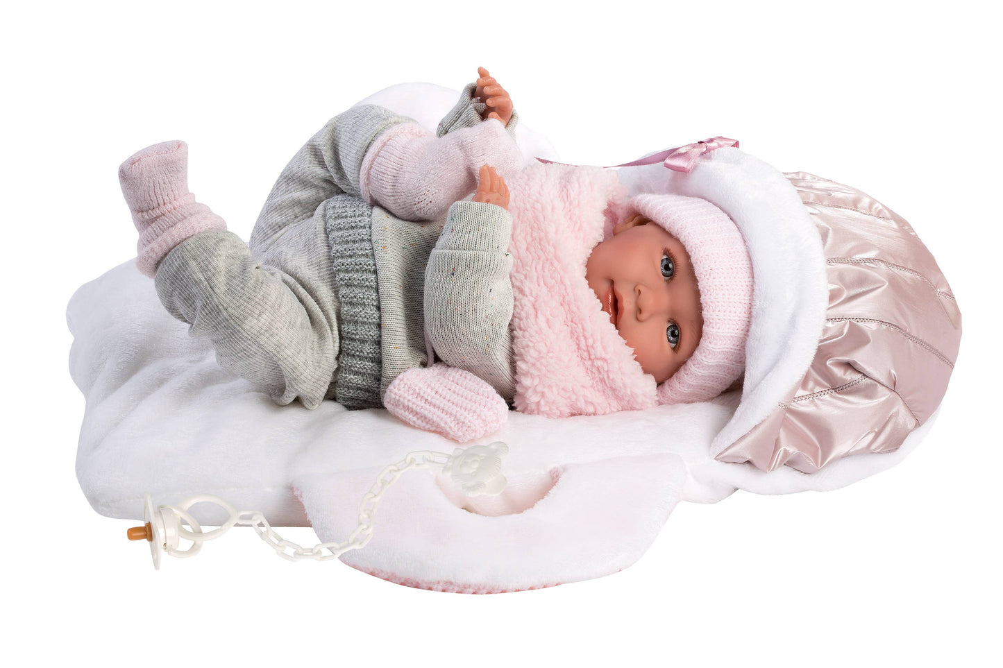 16.5" Articulated Newborn Doll Priscilla with Carrycot