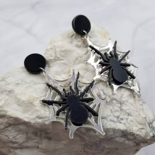 Black Spider Halloween Earrings