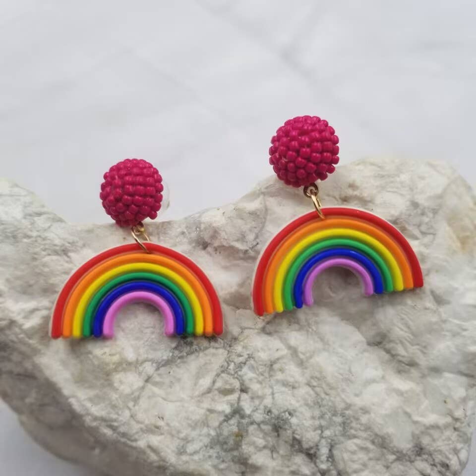 Bead Rainbow Dangle Earrings