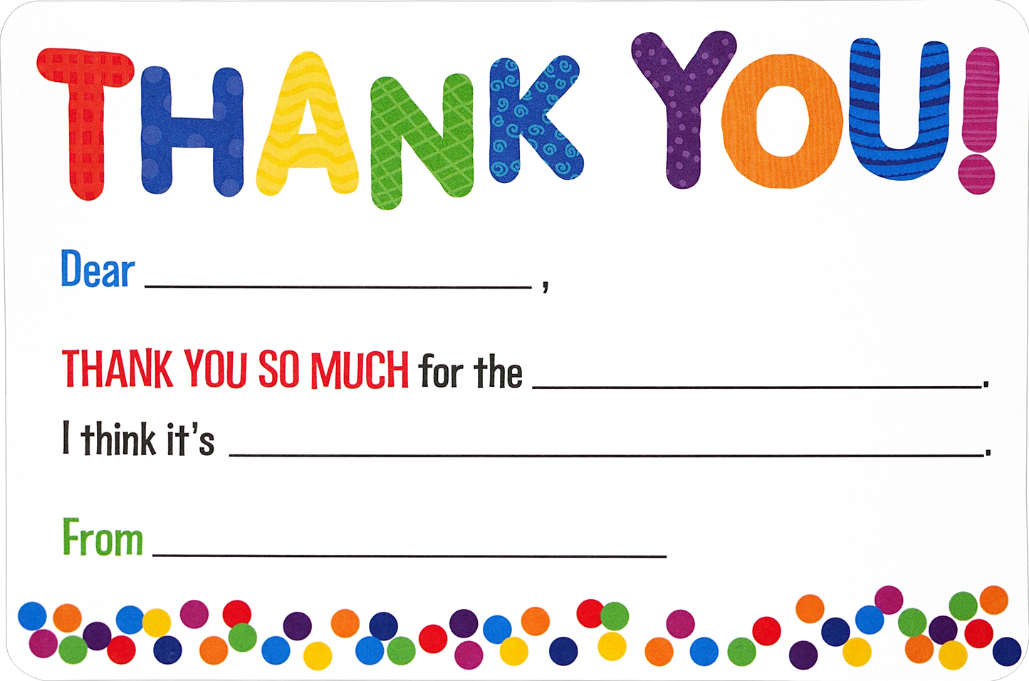 Children's Fill-In Thank You Notes (20 Cards)