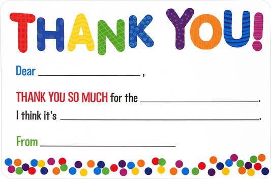 Children's Fill-In Thank You Notes (20 Cards)