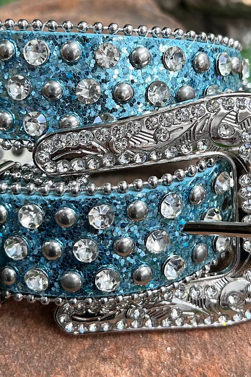 Turquoise Rhinestone & Glittery Kids Belt