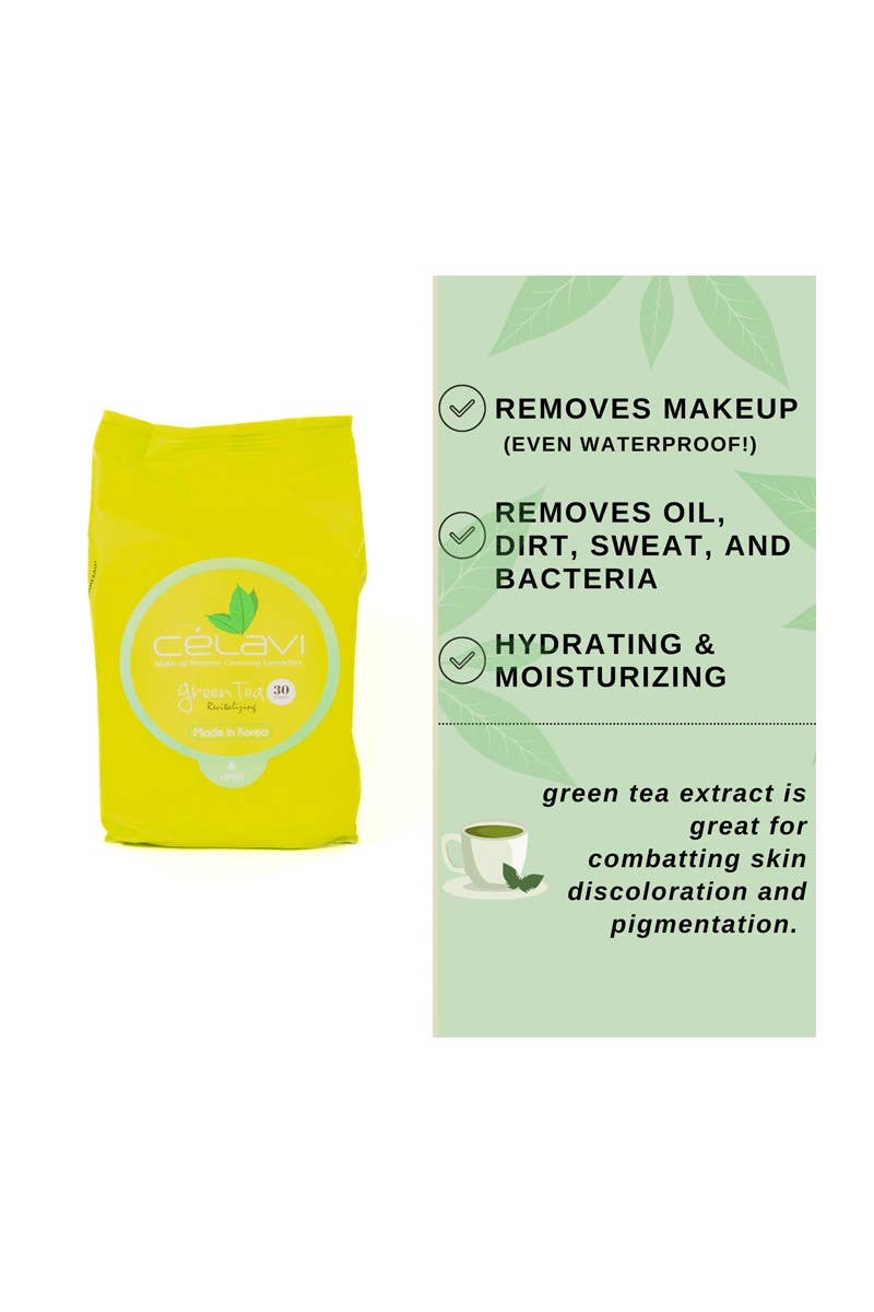 Celavi MT003z Makeup Cleansing Towelette Green Tea