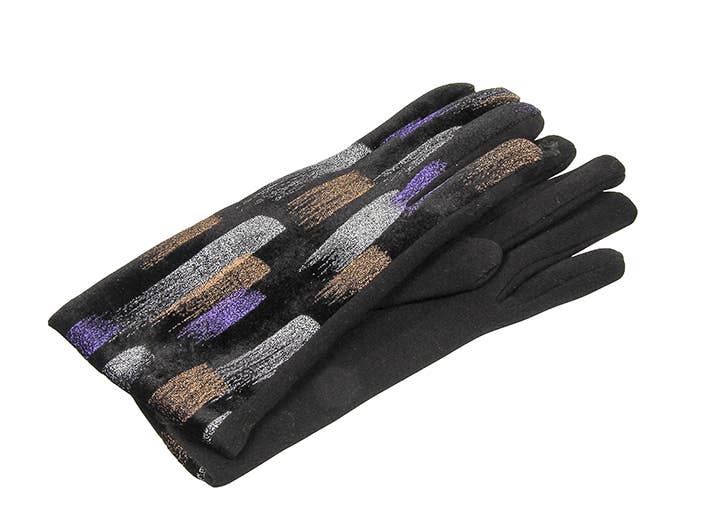 Velvet Paint Strokes Fleeced Lined Gloves