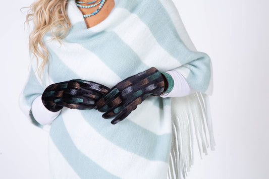 Velvet Paint Strokes Fleeced Lined Gloves