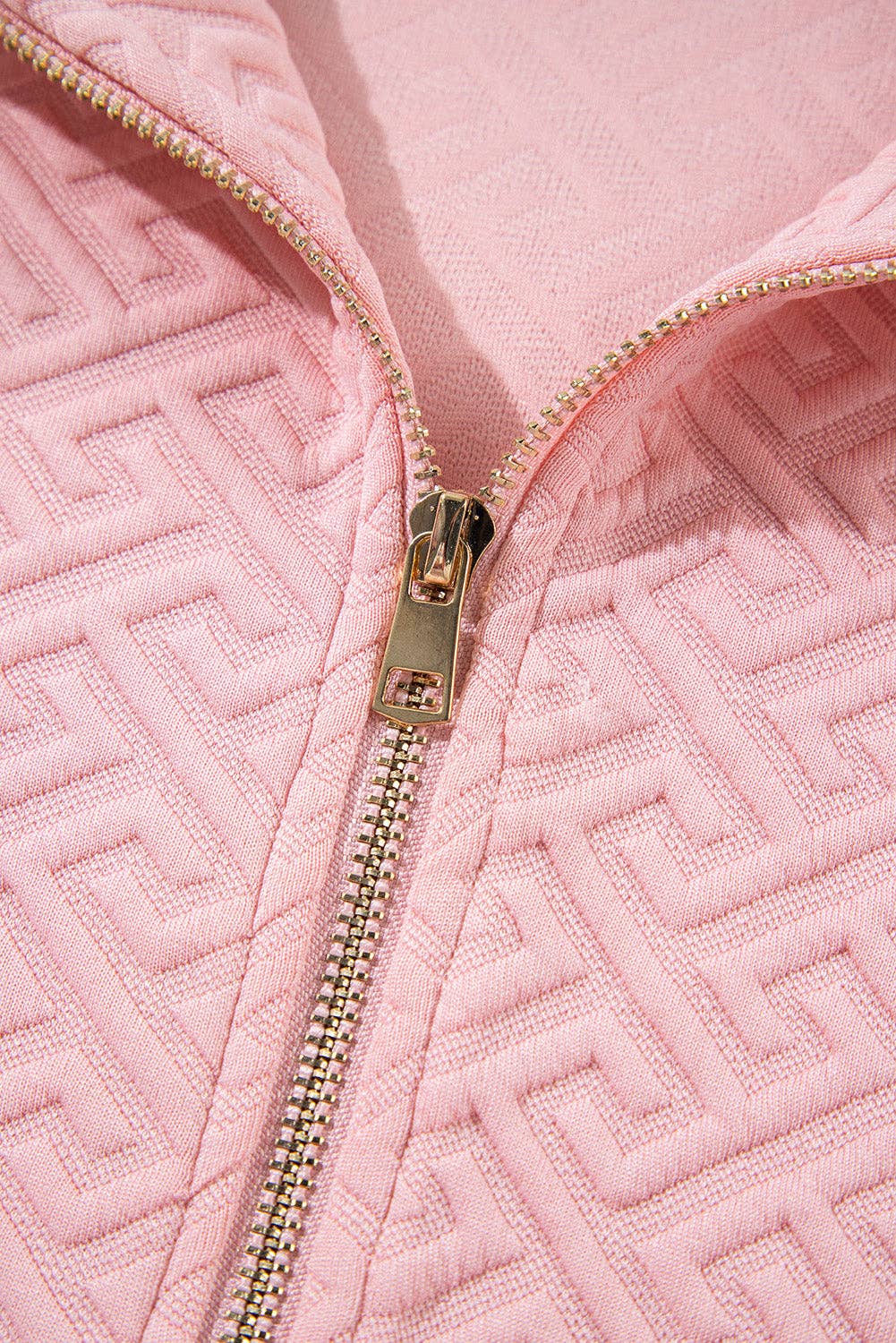 Solid Textured Half Zipper Collared Sweatshirt