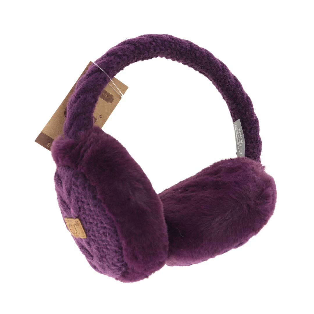 Cable Knit Faux Fur Earmuff