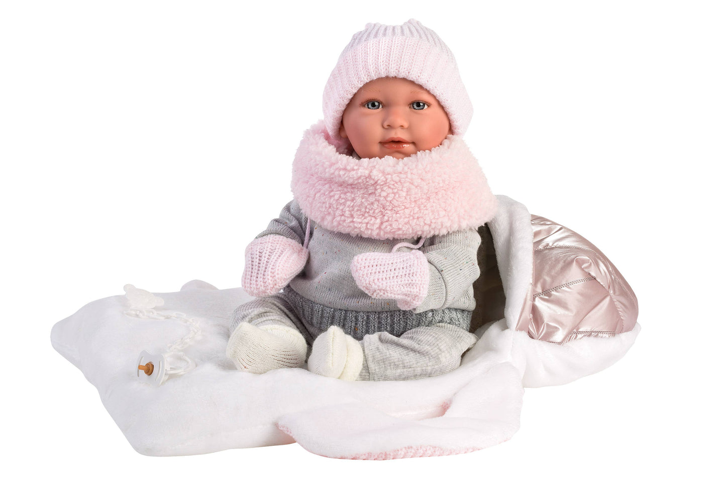 16.5" Articulated Newborn Doll Priscilla with Carrycot