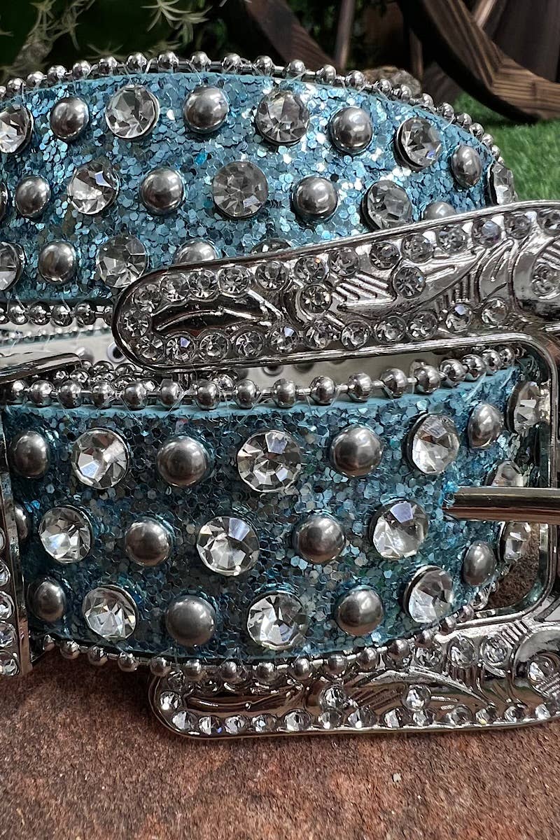 Turquoise Rhinestone & Glittery Kids Belt